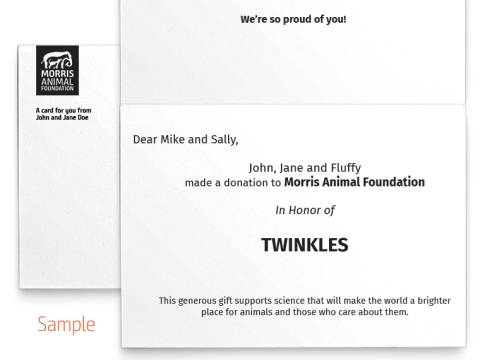 Image of inside of the Dog Photo Honor Card with sample text