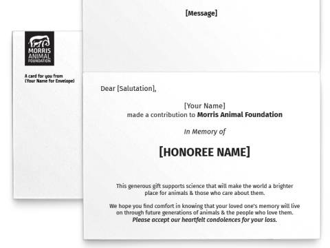 Image of inside of the Golden Retriever Photo Memorial Card with placeholder text