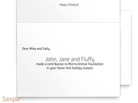 Image of inside of the Holiday Card Cat with sample text