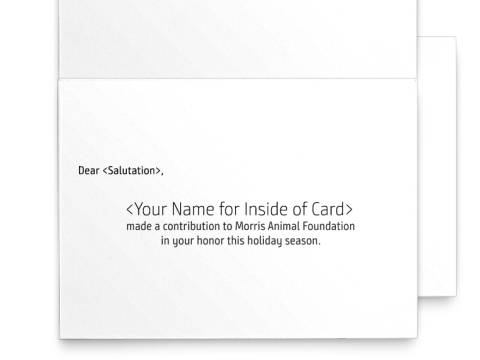 Image of inside of the Holiday Card Wildlife with placeholder text